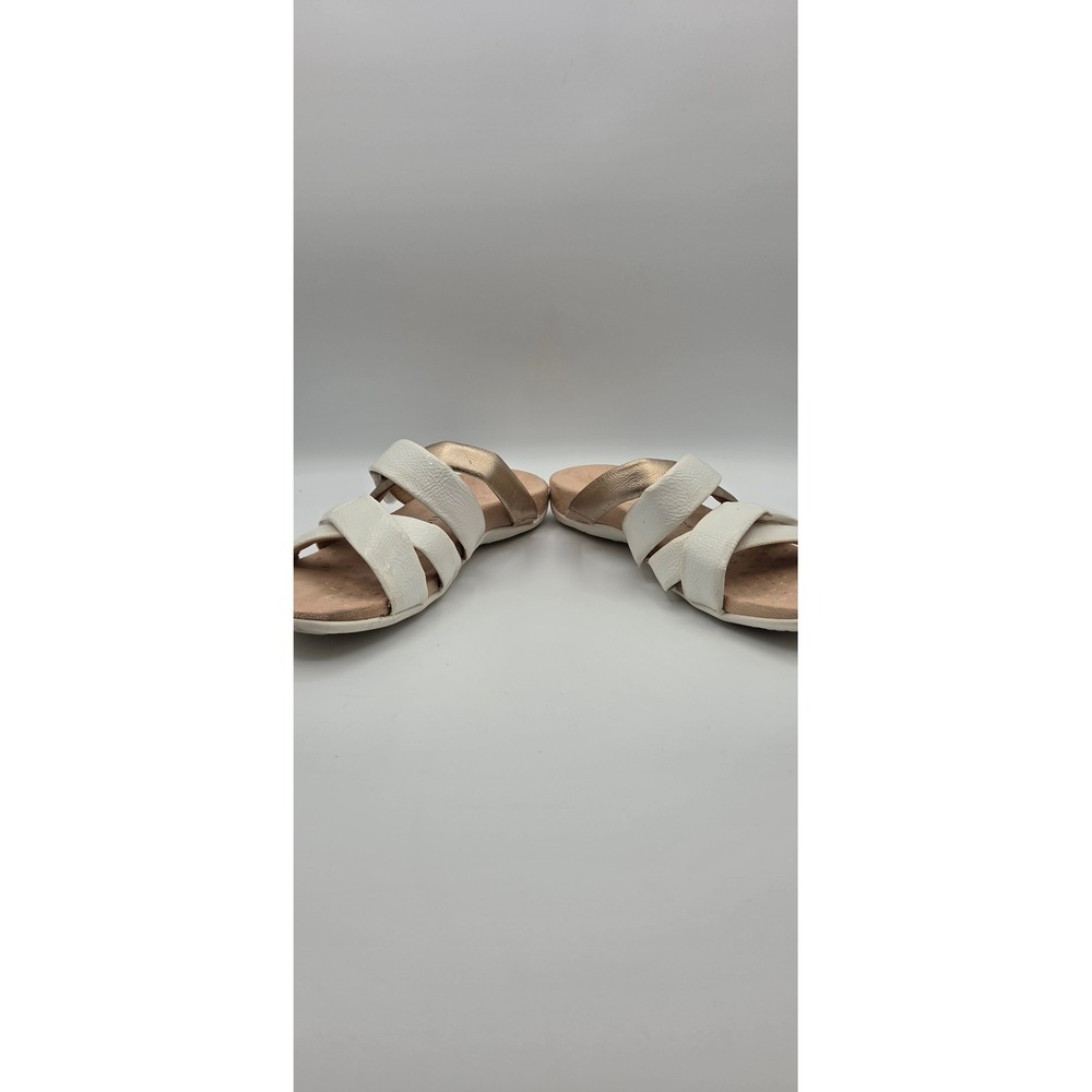 Vionic Hadlie Women's Sandals 8 White Gold Patent Leather Orthotic Slide Comfort - Picture 4 of 13